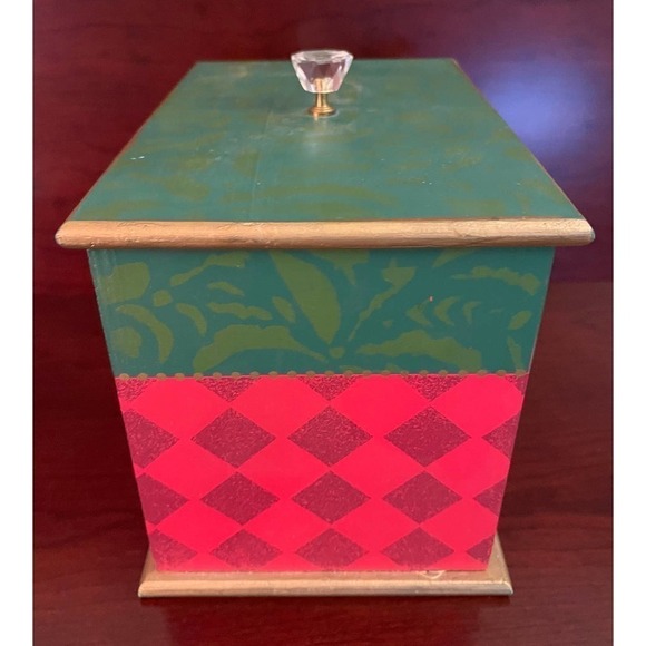 Decorative Wood Christmas Card Box With Doorknob Handle 9.5"L x 6.5"H x 6"W - Picture 3 of 11